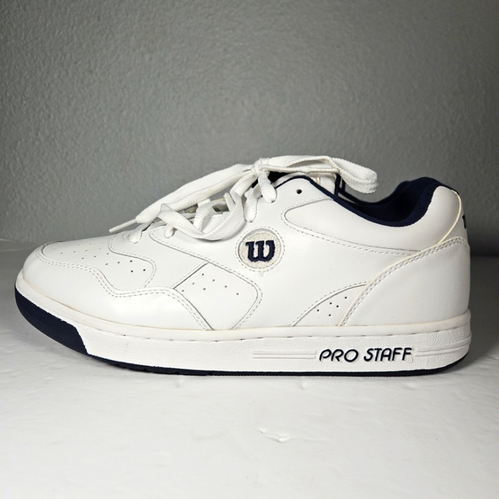 VTG Wilson Pro Staff Court Avenger tennis shoes White Leather Mens Size 9 US